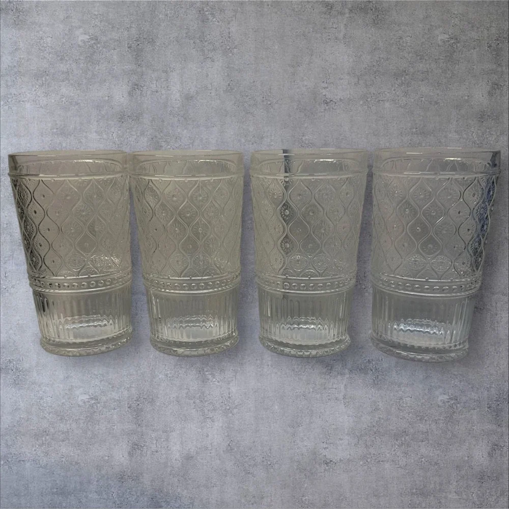 Set‎ of 4 - Godinger Claro Vintage Style Clear Glass Tumblers